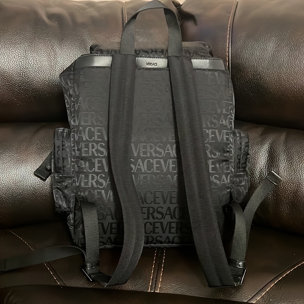 “Versace” all over logo monogram print unisex large backpack NEW - Picture 10 of 14